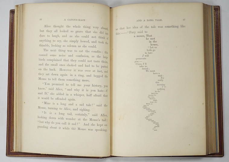 [Dodgson, Rev. Charles Lutwidge] Alice's Adventures in Wonderland. By Lewis Carroll. With forty-two illustrations by John Tenniel. First Published Edition. engraved frontis., half title; 20th cent. gilt ruled and pictori